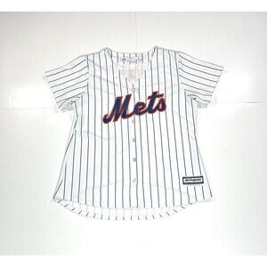 Tim Tebow New York Mets #15 Majestic Pinstripe Home Replica Jersey Women Size L
